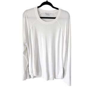 Athleta Mindset Sweatshirt White Large Relaxed Modal Blend Minimalist Athleisure